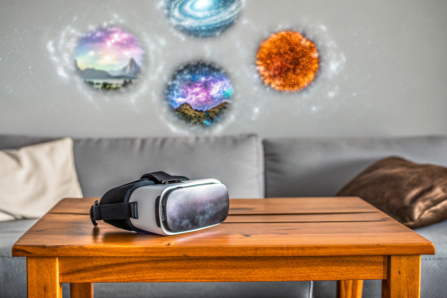 Eine Person, die ein VR-Headset trägt und in eine virtuelle Welt eintaucht. VR-Headset Erlebnis