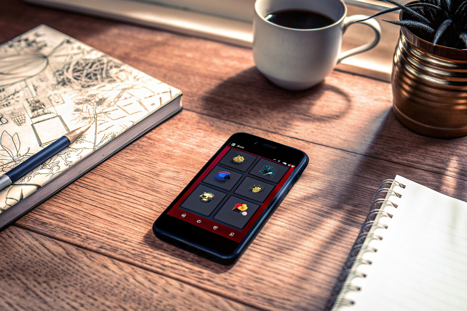 Eine Person, die eine Gamification-App auf ihrem Smartphone benutzt, um ihre täglichen Aufgaben zu organisieren. Person mit Gamification-App