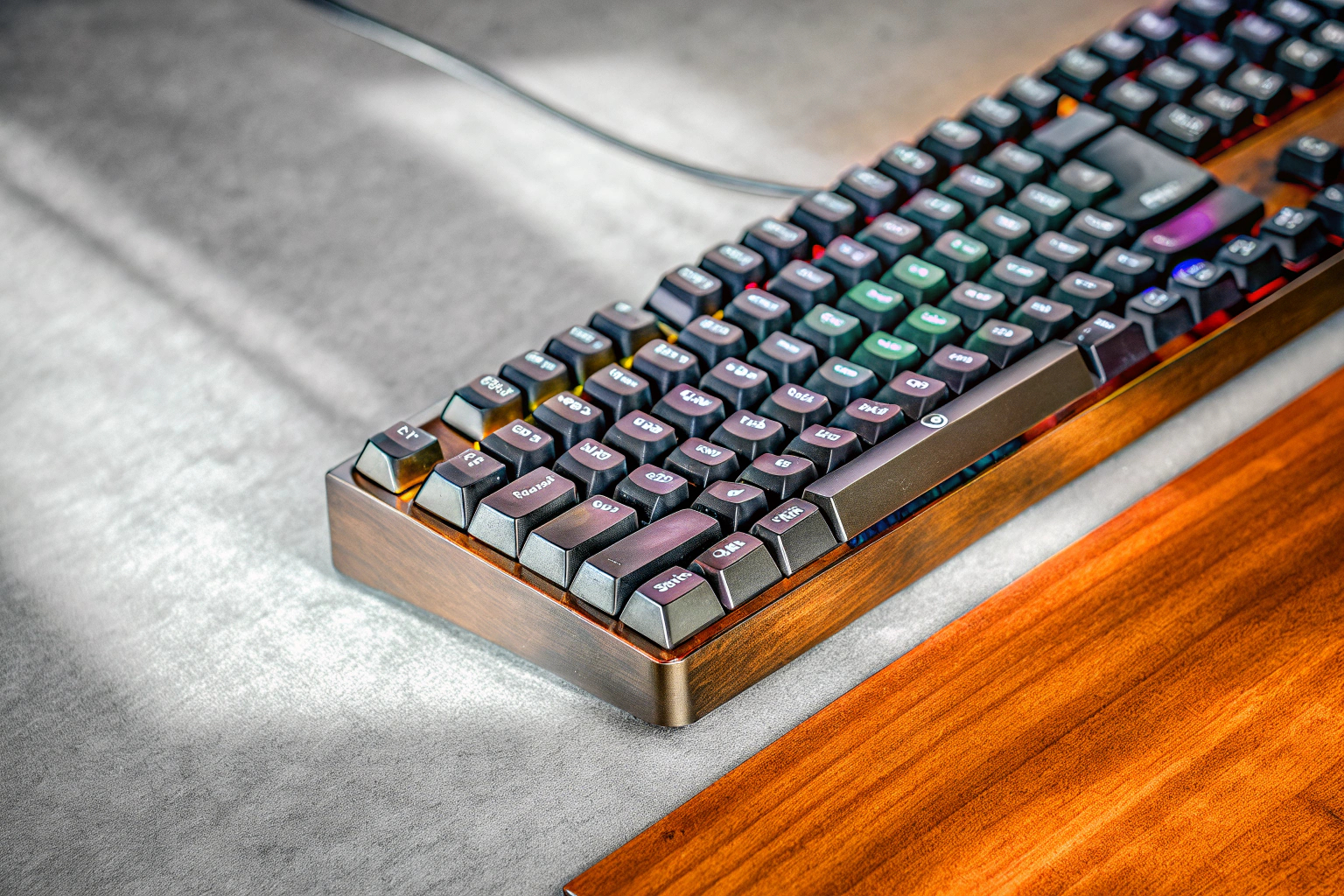 Eine programmierbare Gaming-Tastatur mit speziellen Multimedia-Tasten und RGB-Beleuchtung. Programmierbare Gaming-Tastatur
