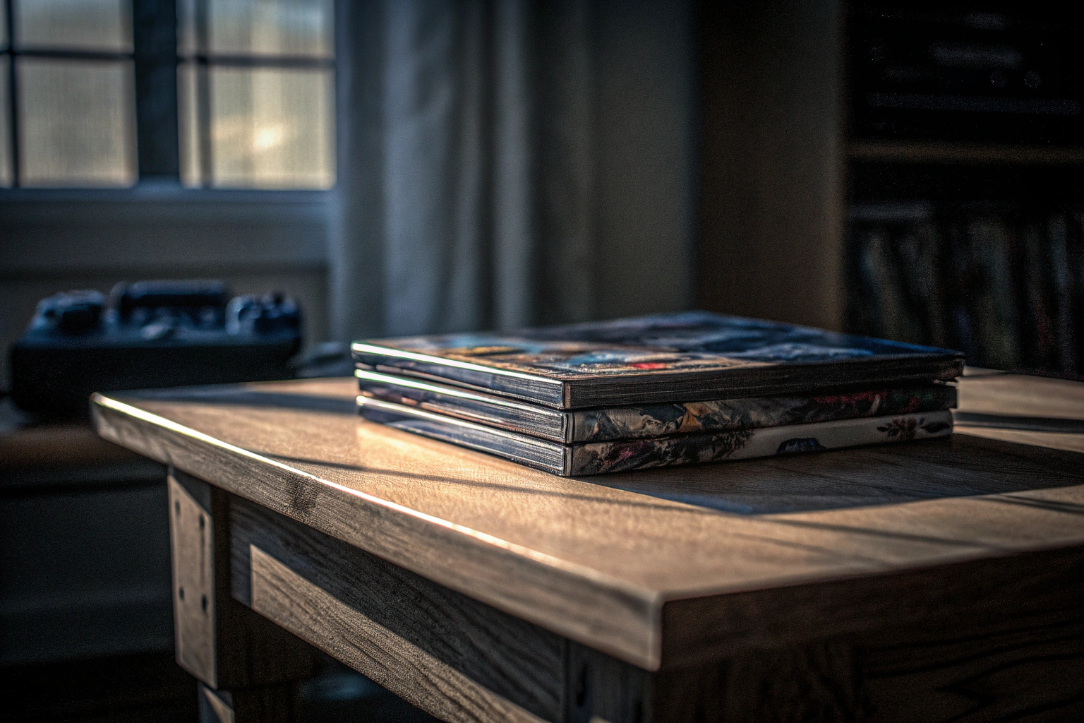 Eine Sammlung von PS4 Pro Spielen, die auf einem Tisch ausgebreitet sind. PS4 Pro Spiele