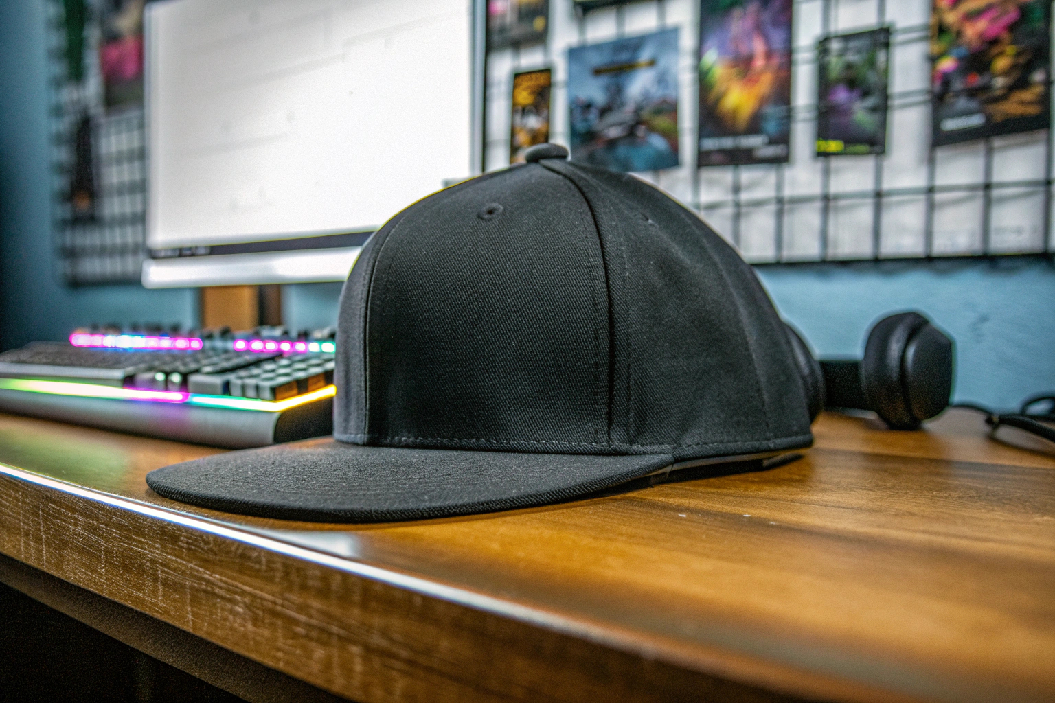 Eine stylische Twitch-Cap, die von einem Gamer getragen wird. Stylische Caps für Gamer