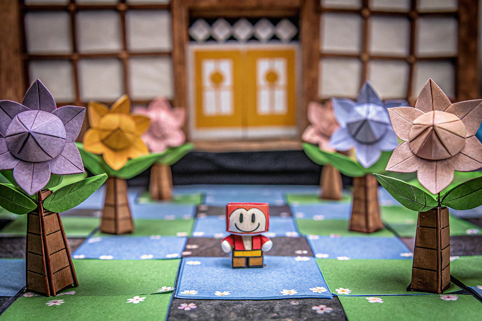 Eine Szene aus Paper Mario: The Origami King mit der einzigartigen Papierästhetik. Paper Mario: The Origami King