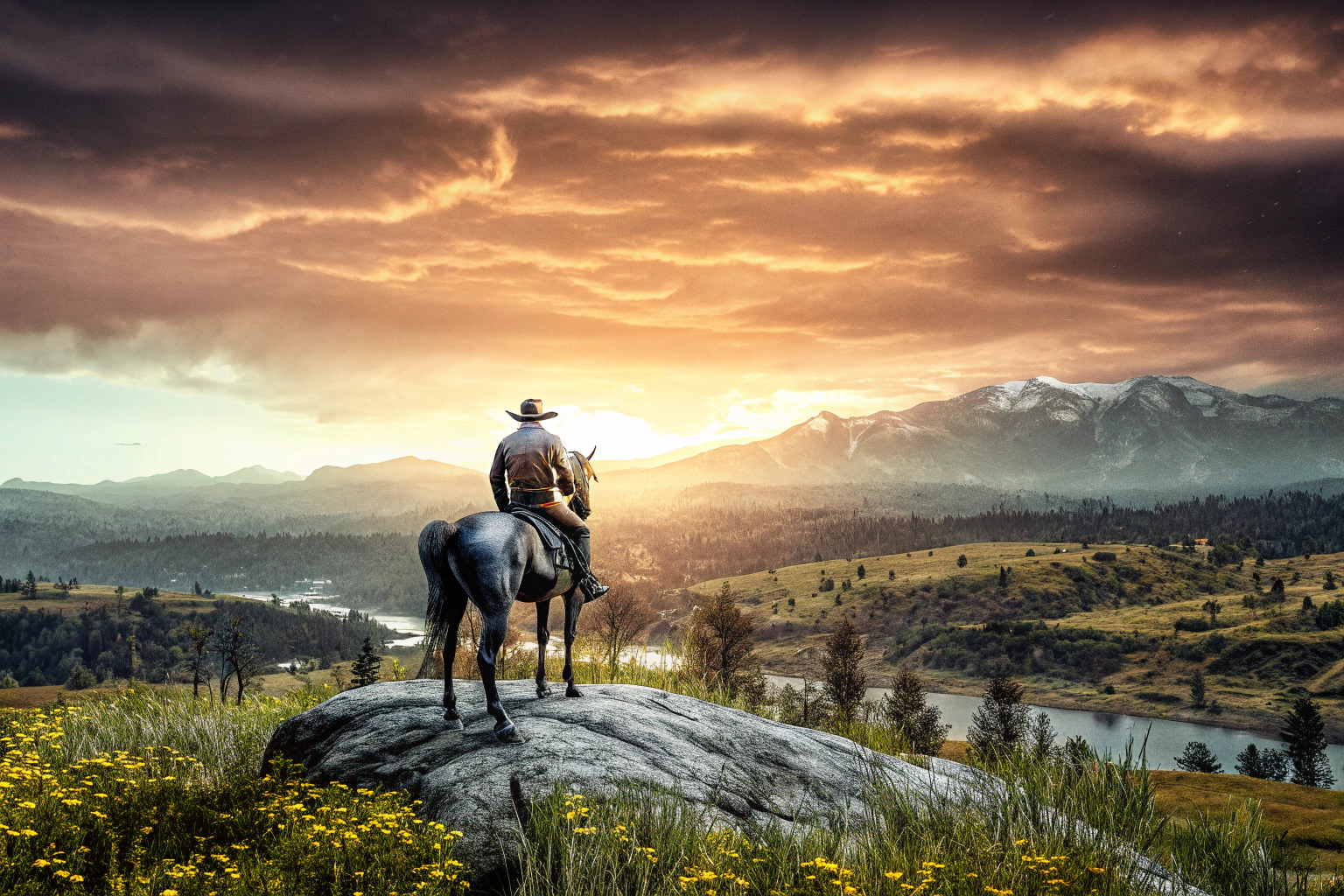 Eine Szene aus Red Dead Redemption 2 mit Arthur Morgan im Wilden Westen. Red Dead Redemption 2 Xbox One Spiel