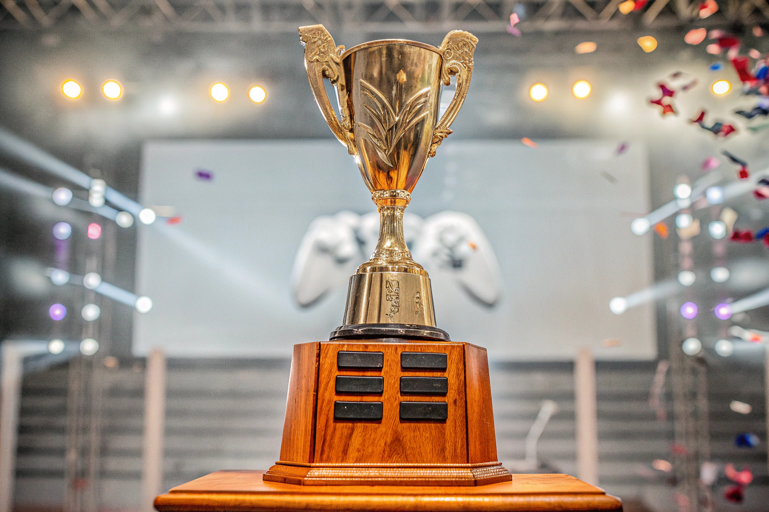Eine Trophäe, die für den Sieg in einem Gaming-Turnier verliehen wird. Gaming-Turnier-Trophäe