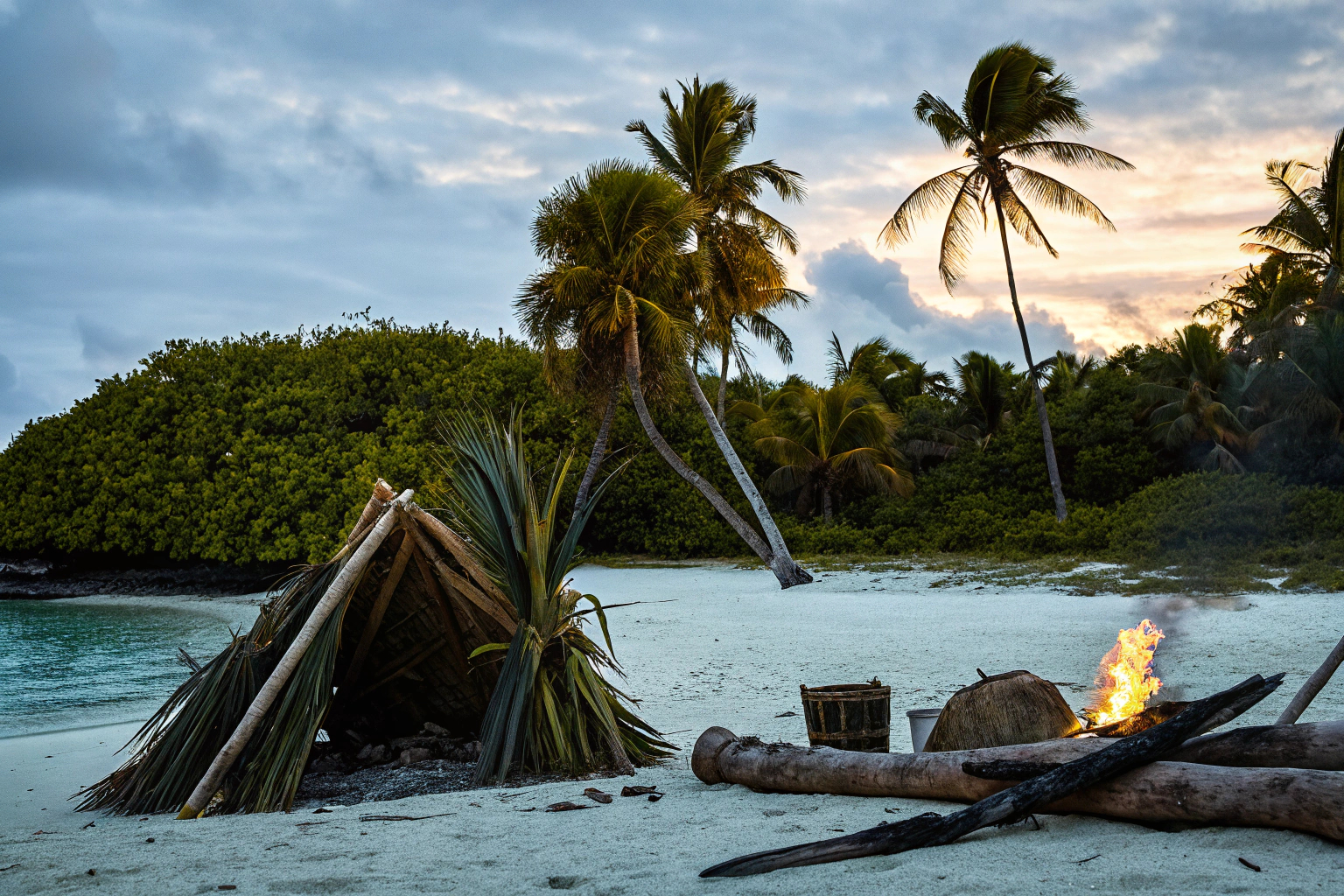 Eine tropische Inselkulisse aus Survivor - Castaway Island mit Überlebensaspekt. Survivor - Castaway Island Tropen