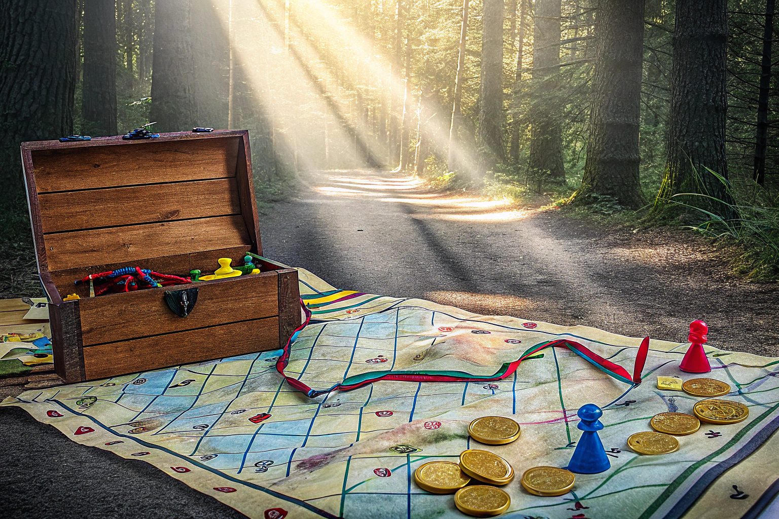 Familie bei der Outdoor-Schatzsuche