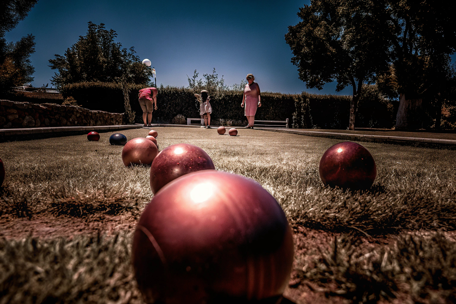 Boccia-Spiel im Garten