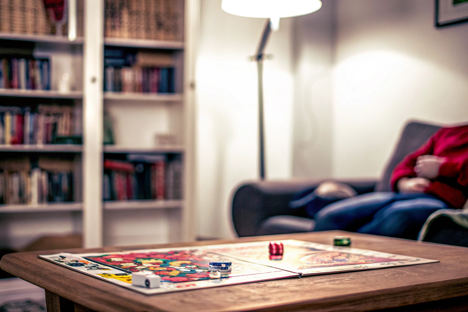 Familienmitglieder in einem spannenden Duell beim Spieleabend. Familienduell beim Spieleabend