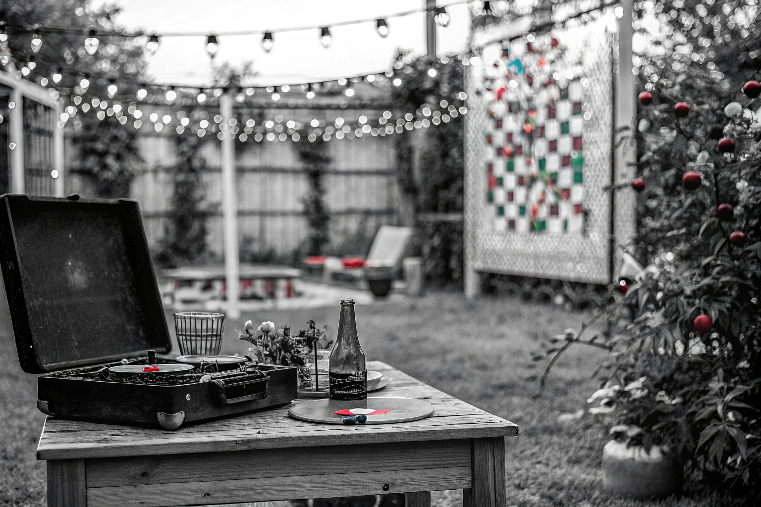 Freunde, die Hitster Summer Party im Garten spielen Hitster Summer Party Spiel im Freien
