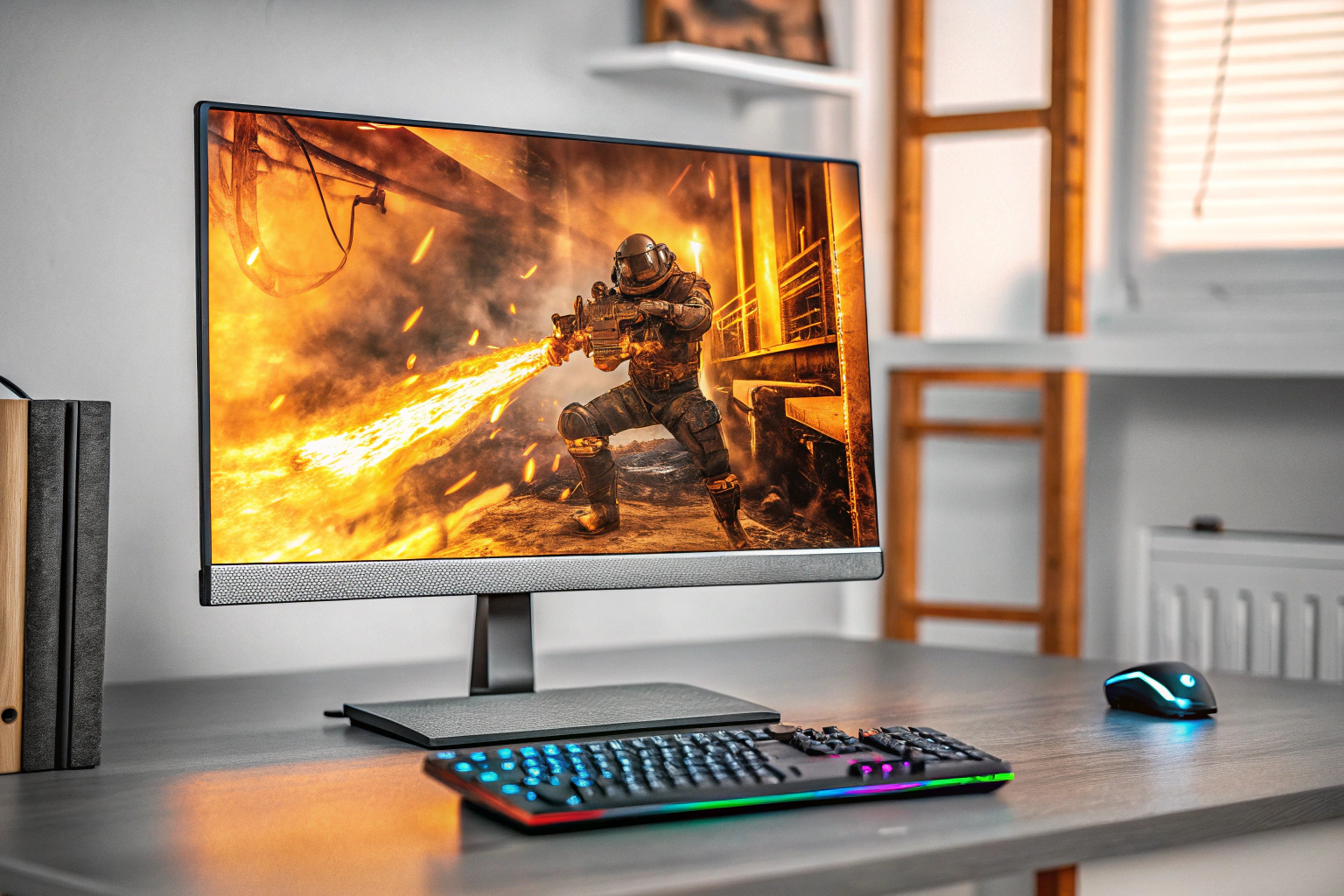 Gaming-Monitor mit hoher Bildwiederholrate, ideal für actionreiche Spiele. Gaming-Monitor mit hoher Bildwiederholrate