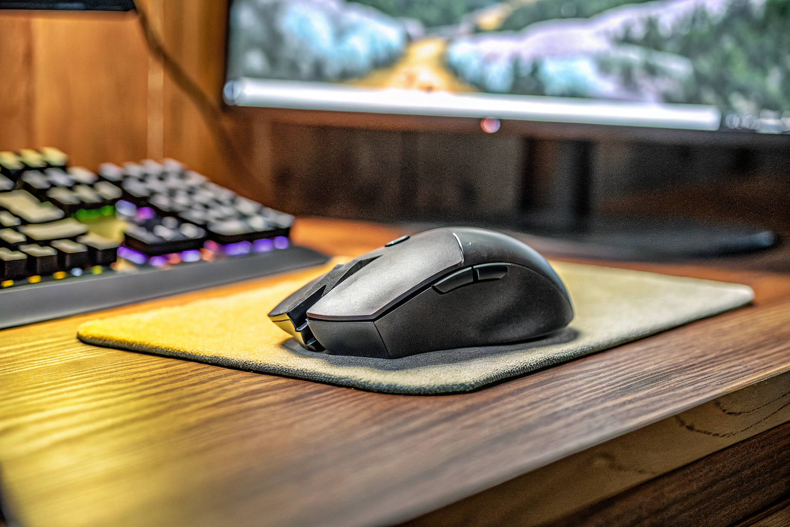 Gaming-Setup mit Maus, Tastatur und Monitor Gaming-Setup