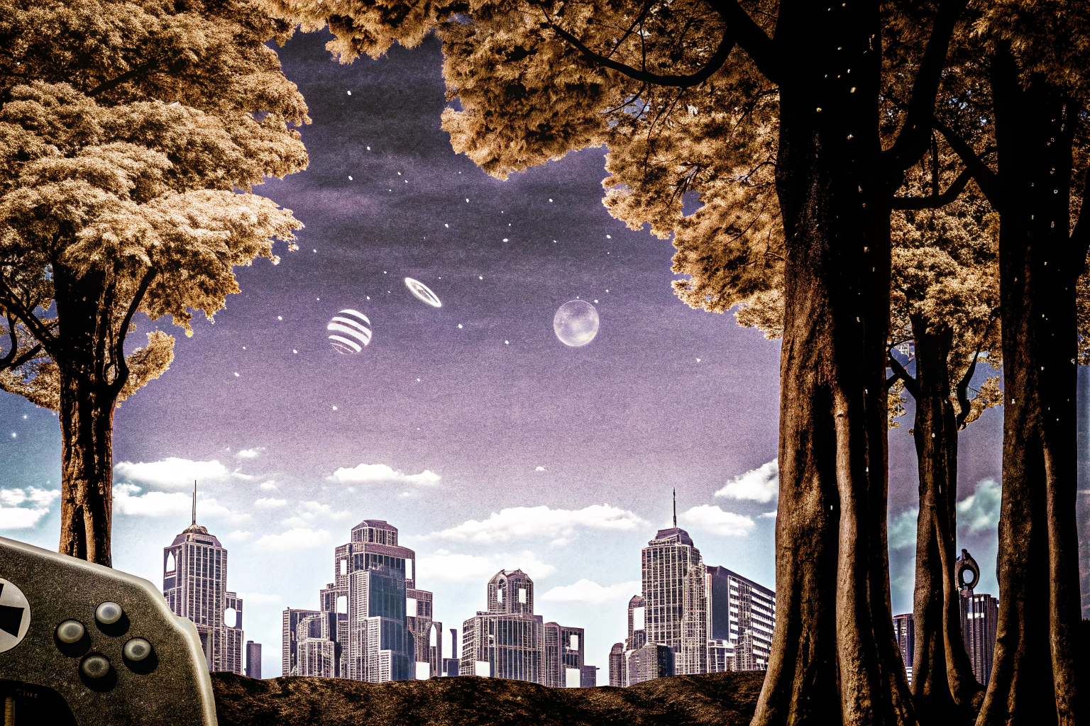 Illustration eines futuristischen virtuellen Universums, das die Vorstellung einer simulierten Realität darstellt. Futuristisches virtuelles Universum