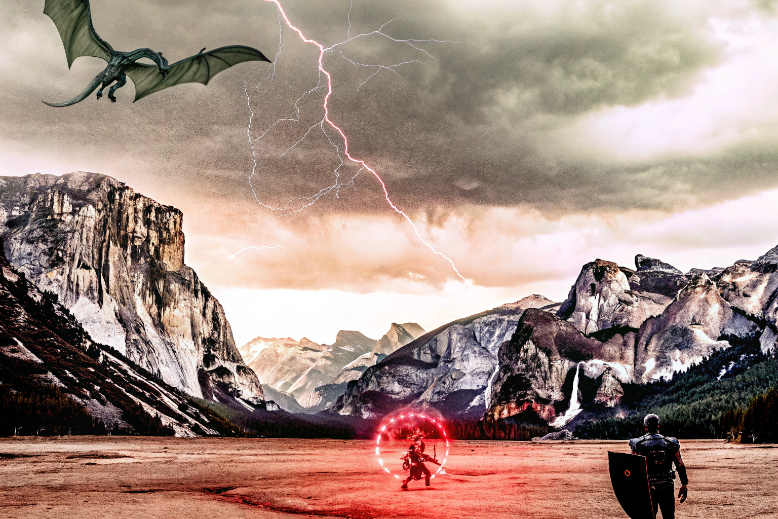 Illustration eines neuen aufregenden Action-RPGs mit einer epischen Kampfkulisse. Action-RPG Kampfkulisse