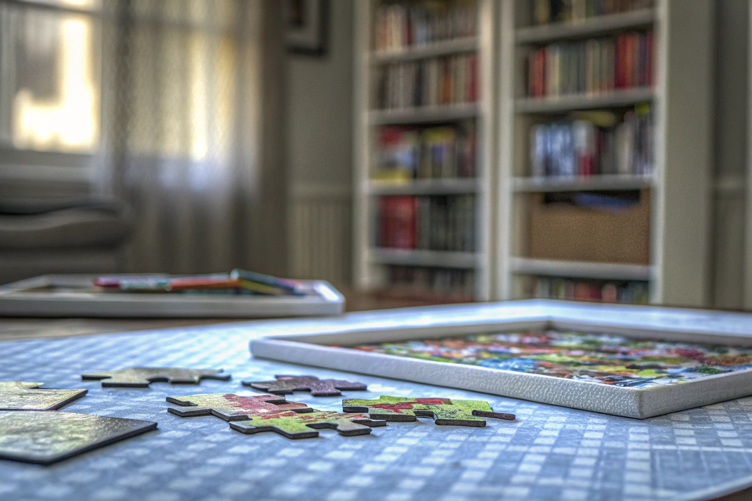 Kinder, die gemeinsam an einem Tisch sitzen und das IQ Puzzler Pro Spiel spielen. Kinder spielen IQ Puzzler Pro