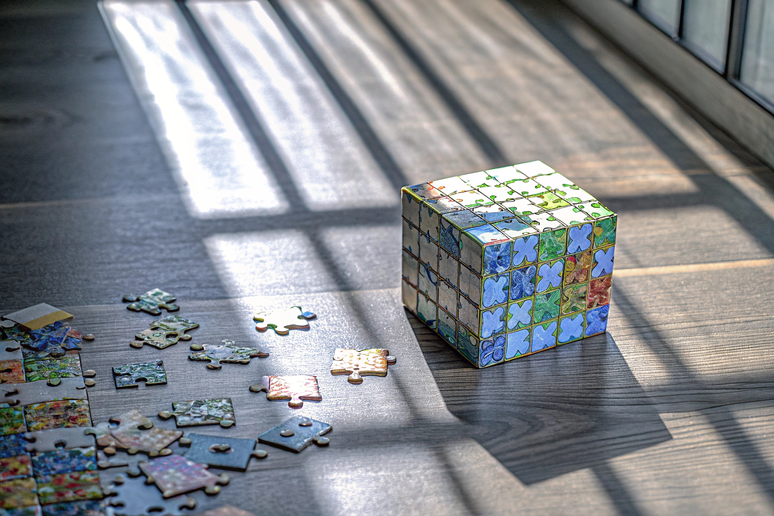 Kinder, die mit dem TYFYH Würfelpuzzle spielen und dabei Spaß haben. Kinder spielen mit Holzwürfel-Puzzle
