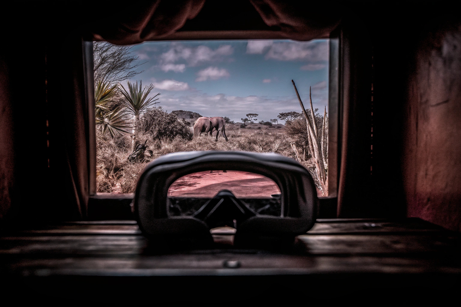 Kinder, die mit der DESTEK VR Brille auf eine virtuelle Safari gehen. DESTEK VR Brille