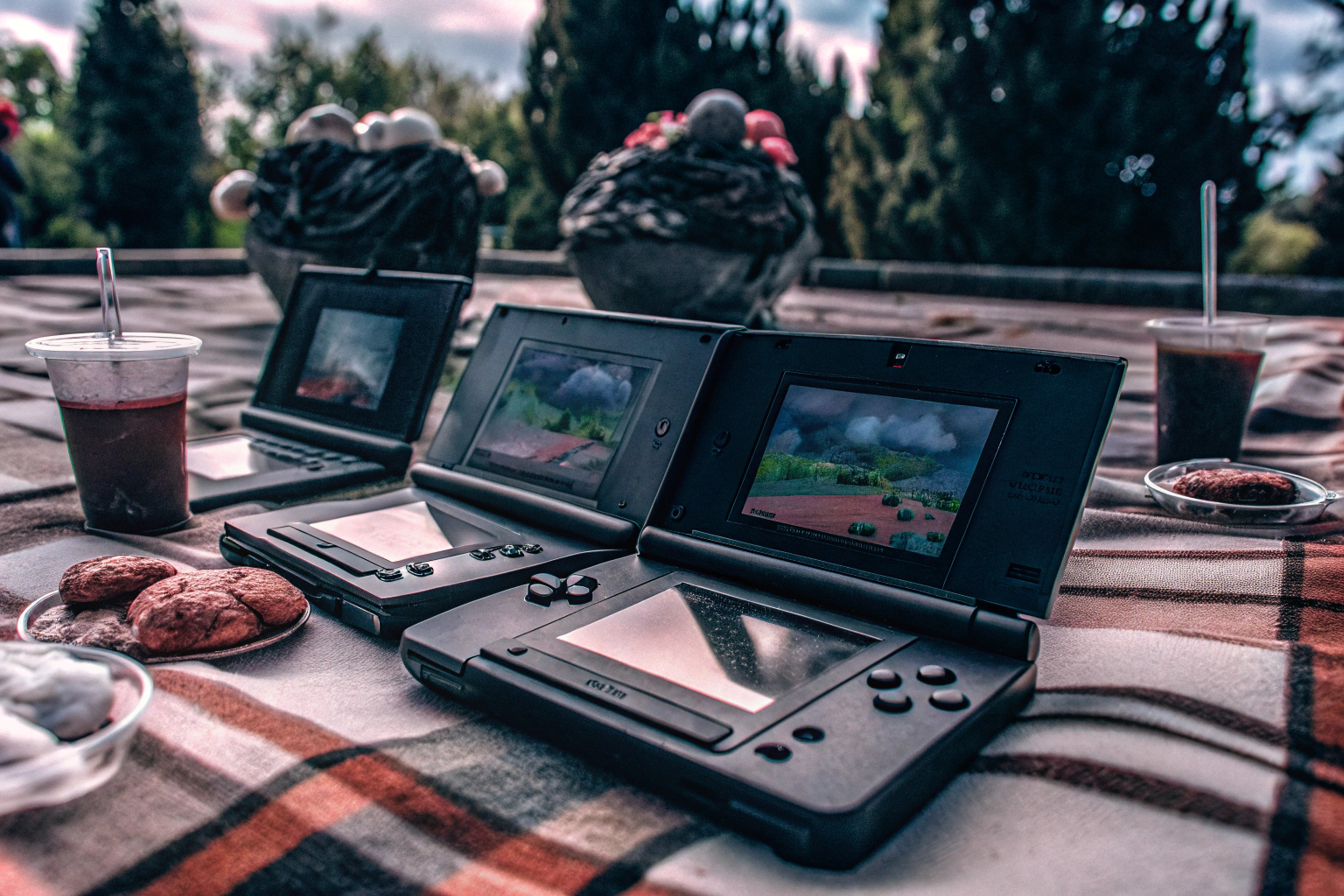 Kinder spielen gemeinsam Nintendo 3DS und lachen miteinander. Nintendo 3DS Spielen