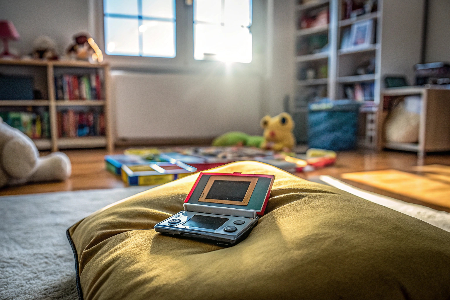 Kinder spielen mit der Nintendo DS und erleben spannende Abenteuer. Kinder spielen Nintendo DS
