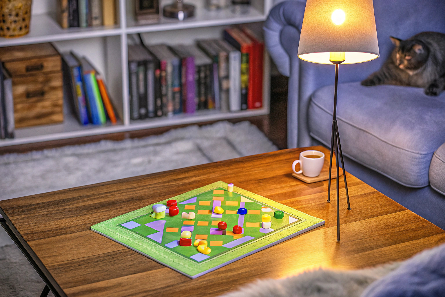 Kinder und Erwachsene, die gemeinsam ein Brettspiel spielen. Familienspiel mit Kindern und Erwachsenen