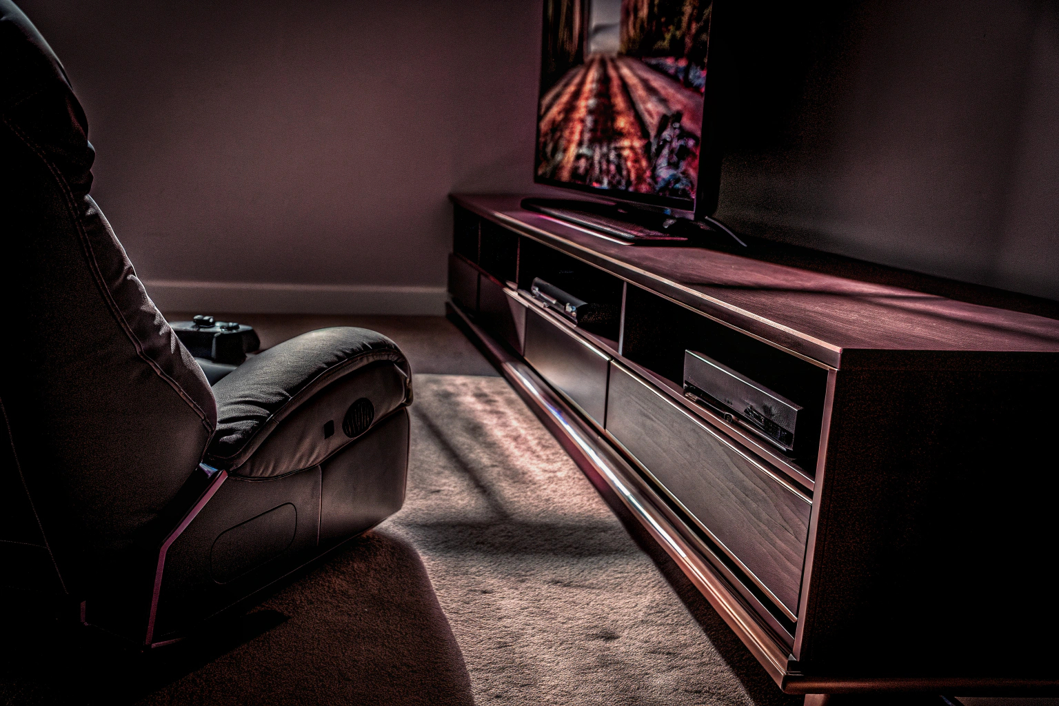 Gaming-Setup mit Fernseher und Konsole