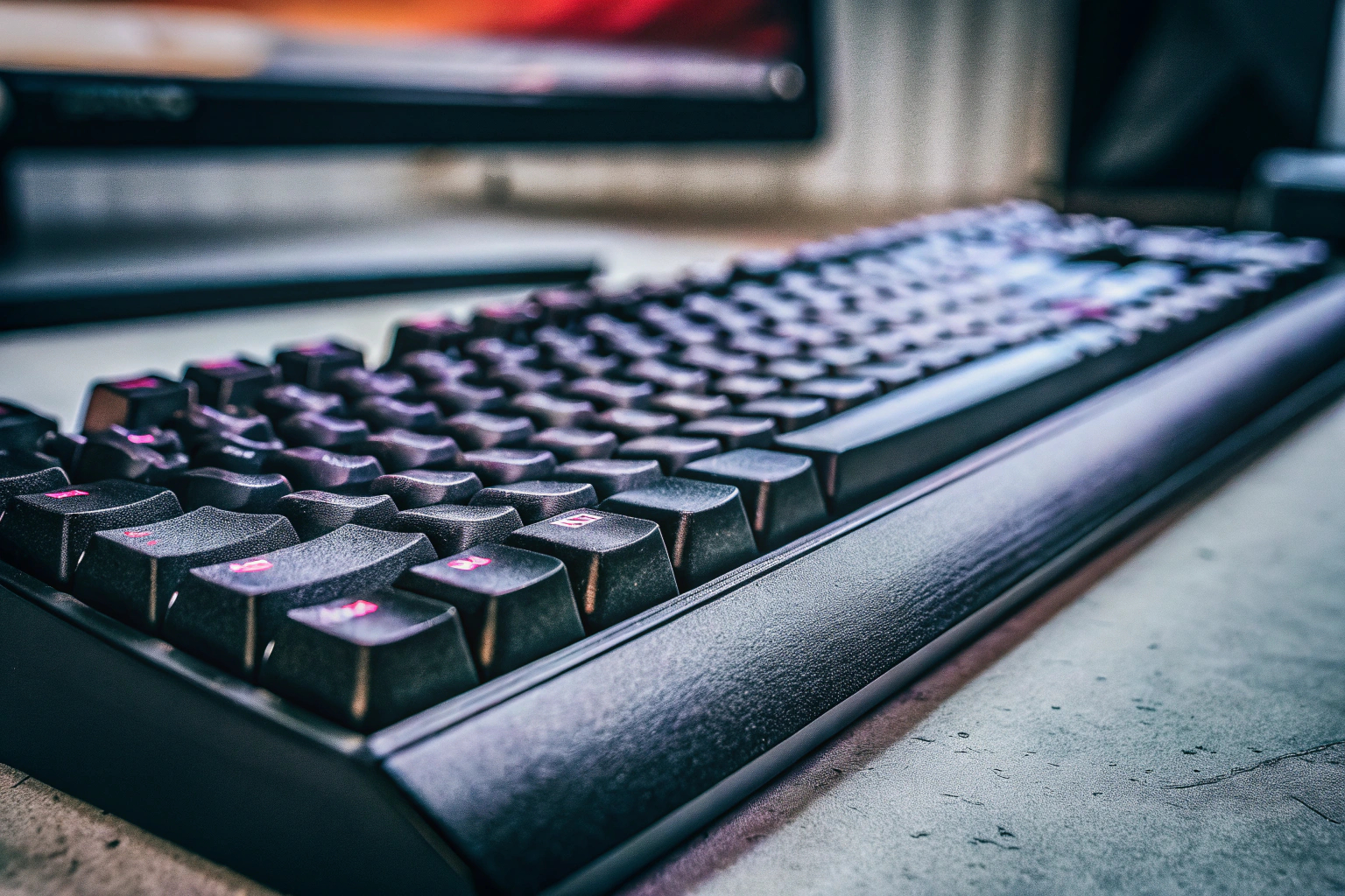Nahaufnahme einer mechanischen Gaming-Tastatur. Mechanische Gaming-Tastatur