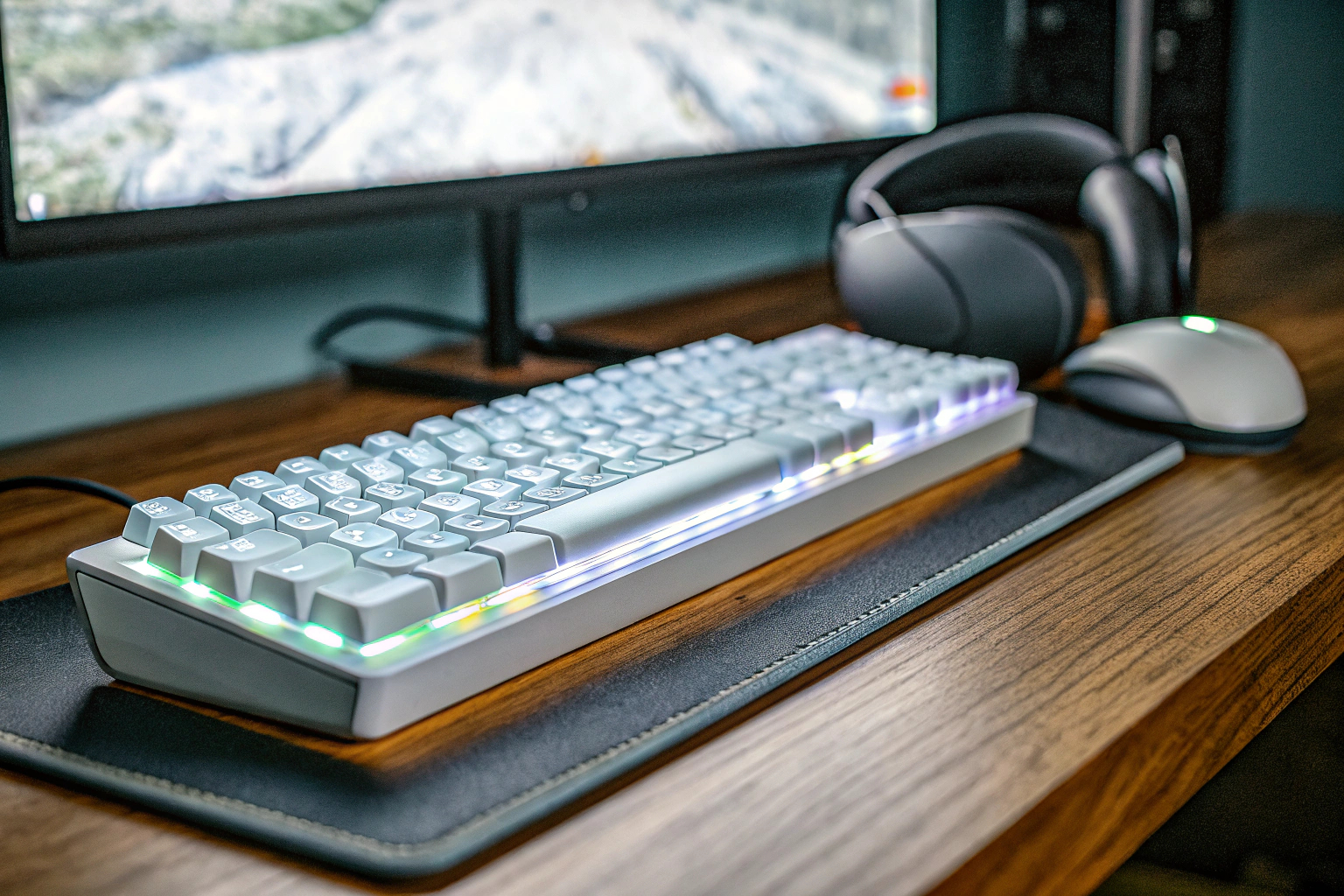 Nahaufnahme eines Gaming-Setups mit modernem Zubehör Modernes Gaming-Setup