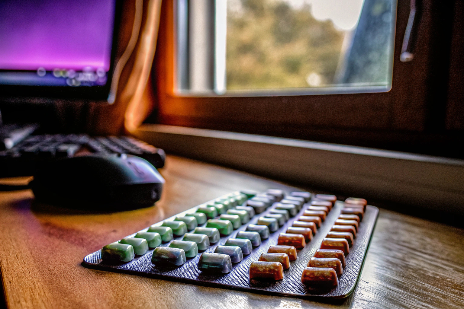 Nahrungsergänzungsmittel in Form von Kapseln auf einem Tisch Augenvitamine für Gamer