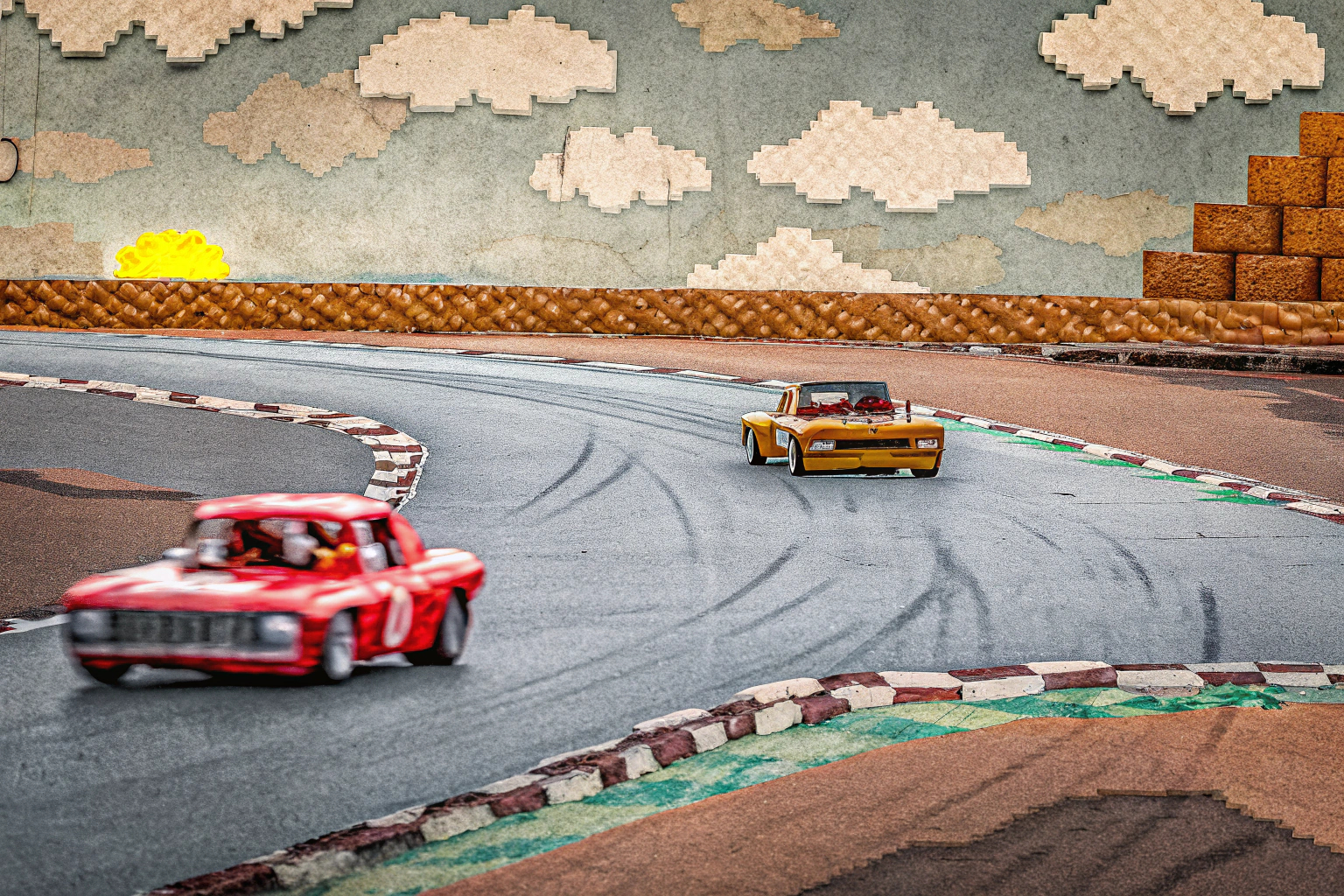 Nostalgische Rennszene aus Super Woden GP Podium Edition Nostalgische Rennszene