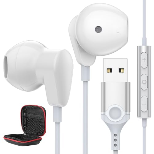PC Kopfhörer für Laptop, In Ear USB Kopfhörer mit Mikrofon