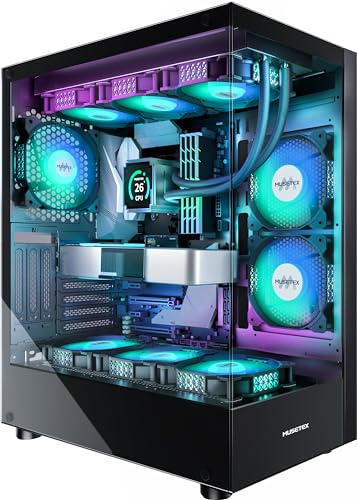 MUSETEX PC Gehäuse ATX Vorinstallation 6 PWM ARGB-Lüfter