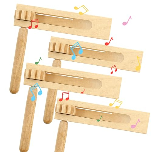 4 Stück Holzratsche Geräusche Maker