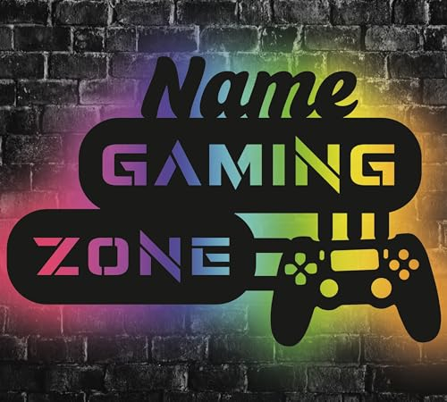 Waluna® Gamer Geschenk LED Gaming Zone Schild