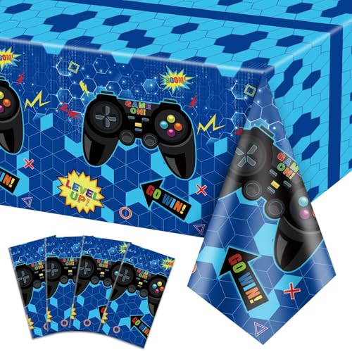4 Stück Videospiel-Party-Tischdecken, 130 x 270 cm