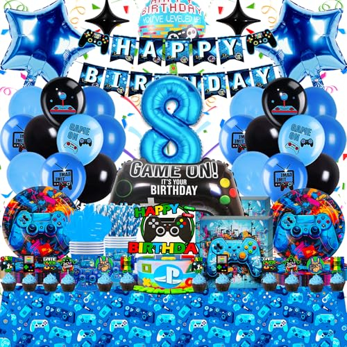 Videospiel Geburtstag Deko 8 Jahre - 93 Teilige Set