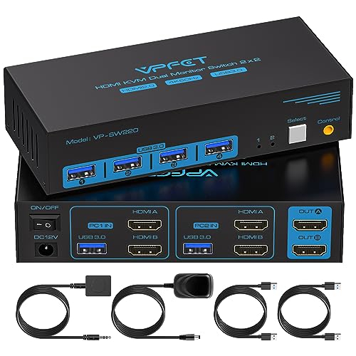 HDMI USB 3.0 KVM Switch 2 PC 2 Monitore