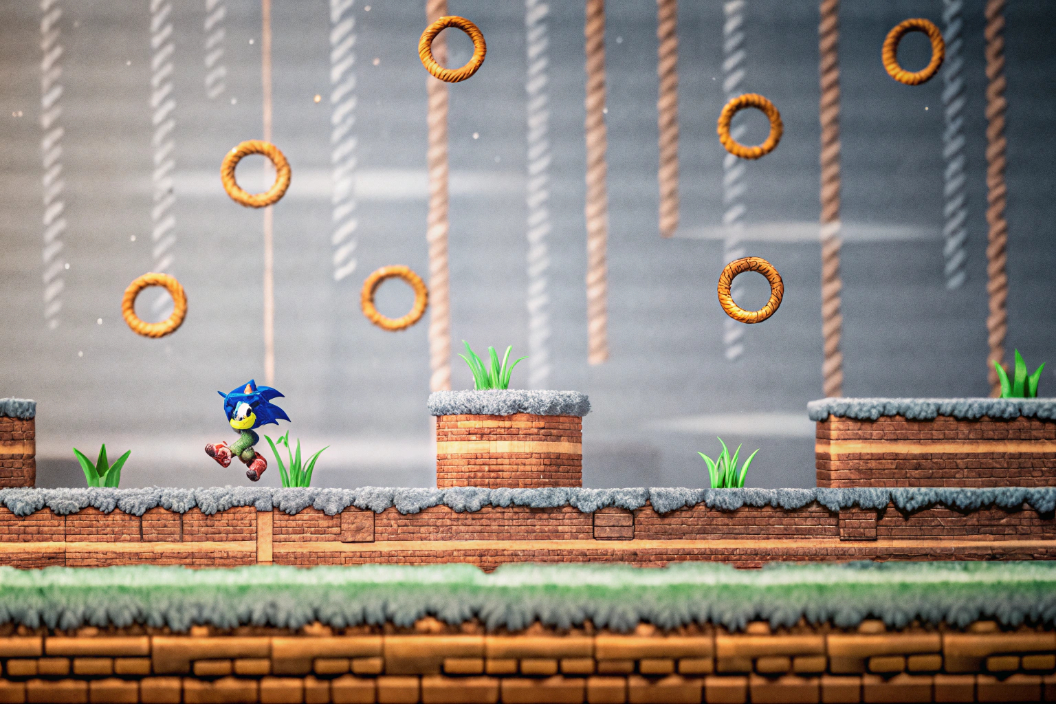 Sonic, der in Sonic Mania durch eine der neuen Zonen rennt. Sonic Mania Gameplay