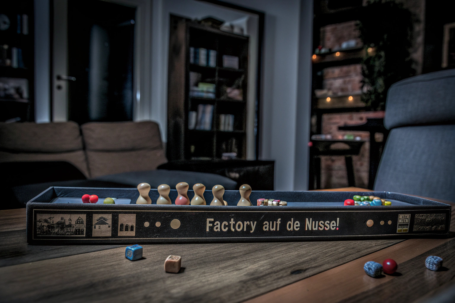 Spieler, die das Game Factory Auf die Nüsse! Würfelspiel spielen. Game Factory Auf die Nüsse! Würfelspiel