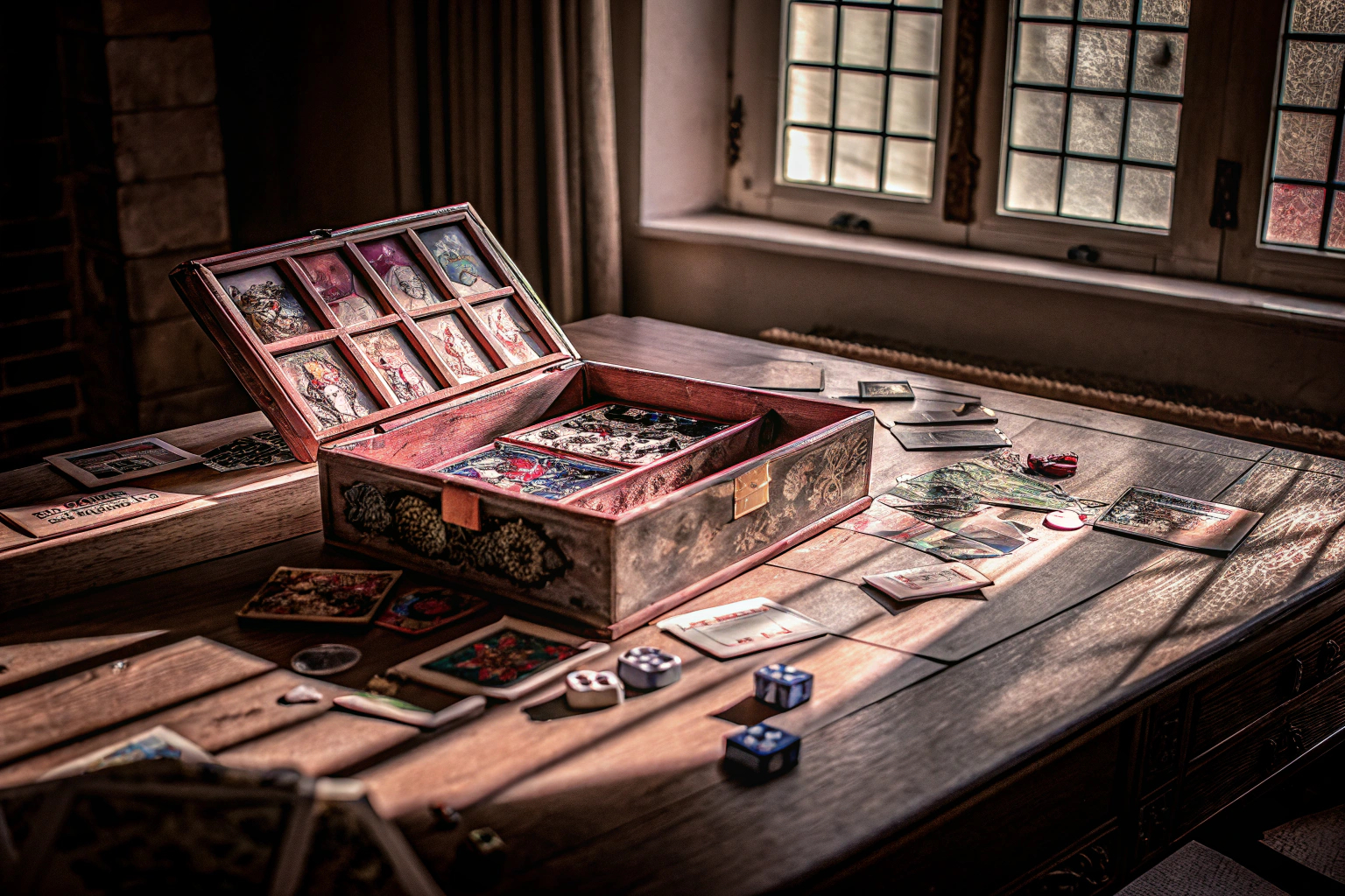 Spieler, die gemeinsam an einem Tisch sitzen und die Harry Potter: Die Monsterbox der Monster-Erweiterung spielen. Harry Potter: Die Monsterbox der Monster-Erweiterung