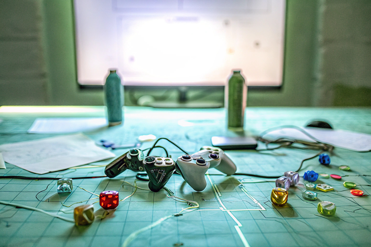 Team von Gamern, die gemeinsam an einem Tisch spielen und Strategien diskutieren. Team von Gamern bei einem Strategiespiel
