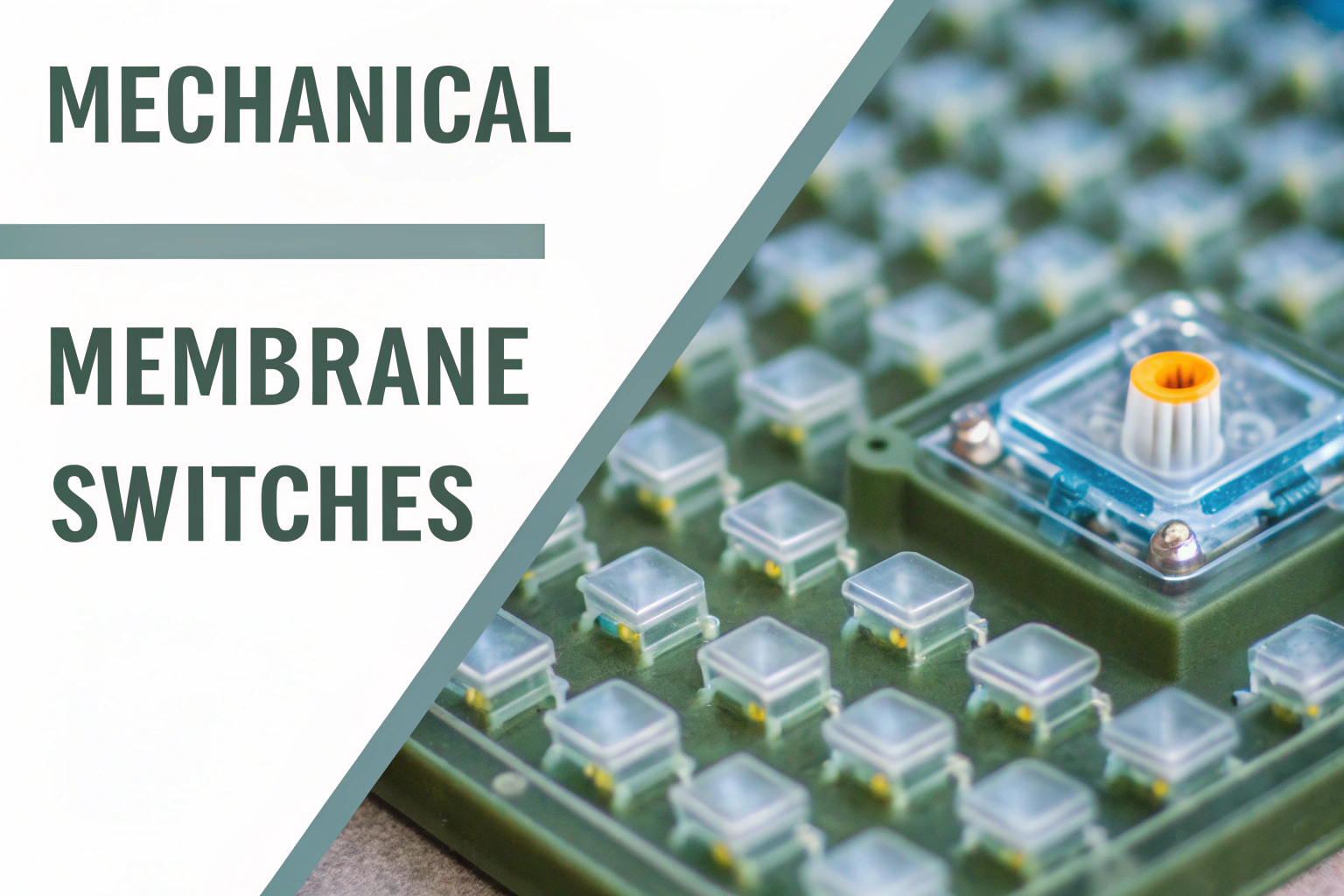 Vergleich zwischen mechanischen und Membran-Switches, der die Unterschiede in Aufbau und Funktion zeigt. Mechanische vs. Membran-Switches