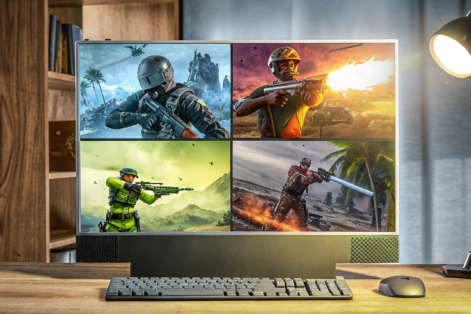 Verschiedene Battle Royale-Spiele, die auf einem Bildschirm dargestellt sind, zeigen die Vielfalt des Genres. Vielfalt der Battle Royale-Spiele