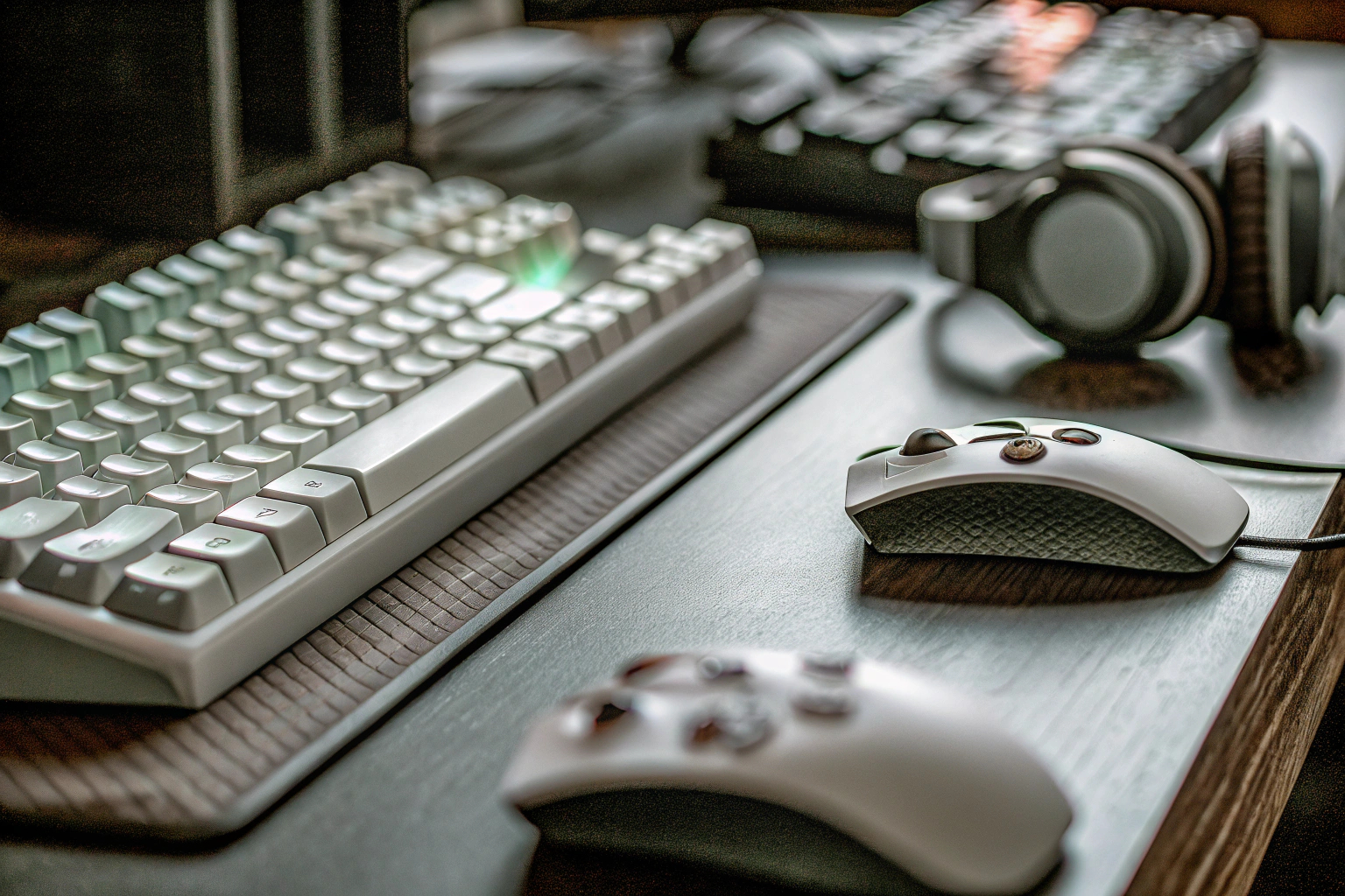 Verschiedene Gaming-Ausrüstungen von Tastaturen bis hin zu Controllern. Gaming-Ausrüstung