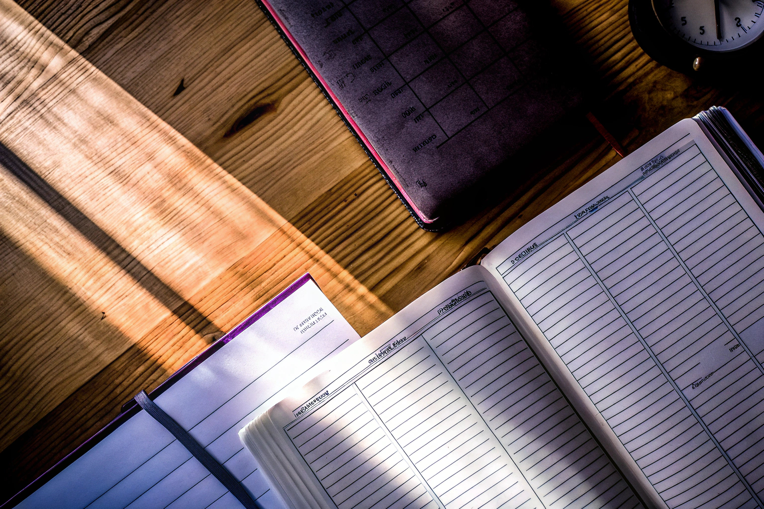 Verschiedene Zeitmanagement-Bücher auf einem Tisch, die Strategien und Methoden zur effektiven Zeiteinteilung bieten. Zeitmanagement Bücher