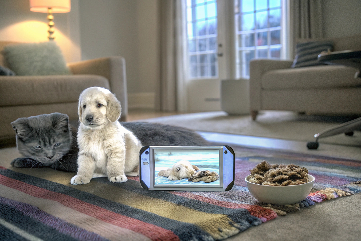 Virtuelle Haustiere, die im Spiel Little Friends: Dogs & Cats gepflegt und geliebt werden. Little Friends: Dogs & Cats
