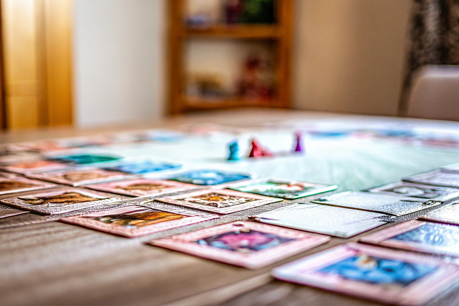 Zwei Spieler bei einem Kartenspiel-Duell, das fesselnde taktische Herausforderungen bietet. Kartenspiel-Duell