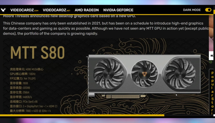 MTT S80: Gaming-GPU: Chinese grafische kaart faalt op prestaties