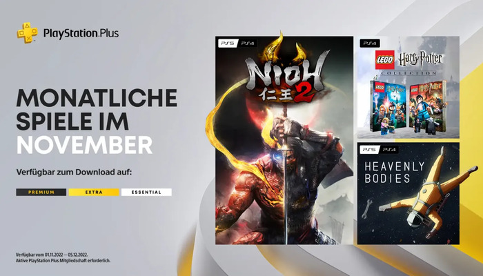 PS-Plus November: Nioh 2 and LEGO Harry Potter coming